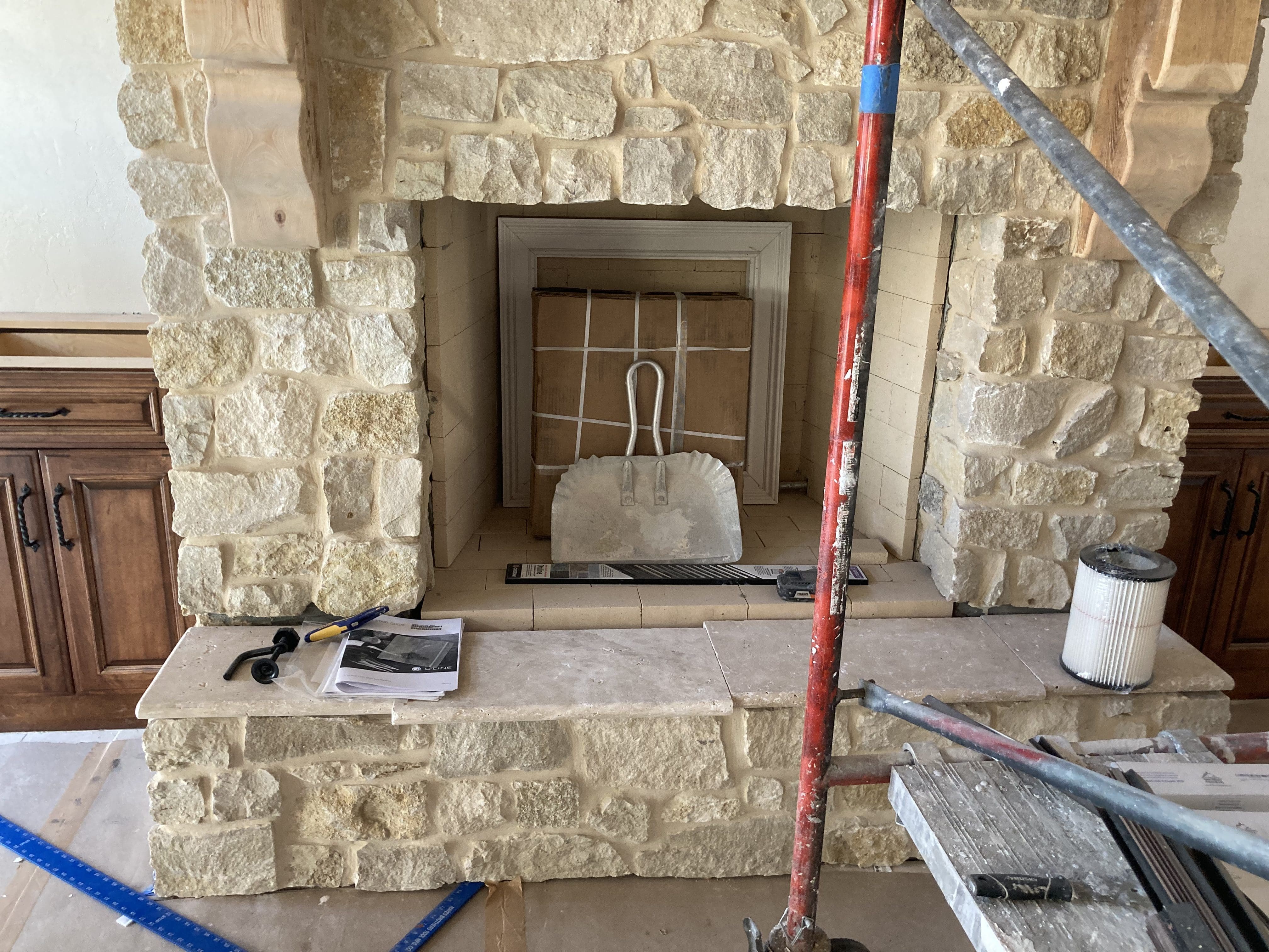 Madison Real Thin Stone Veneer Fireplace Installation Close-Up