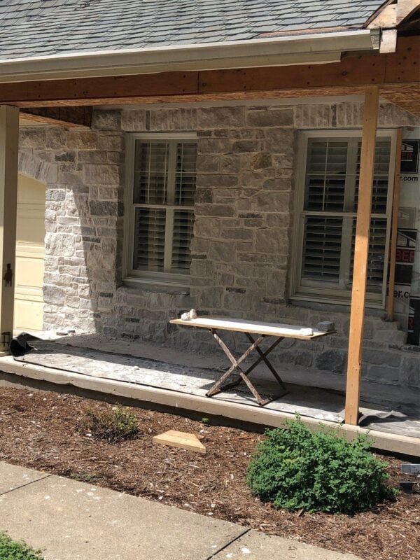 Lexington Natural Thin Stone Veneer Covered Porch