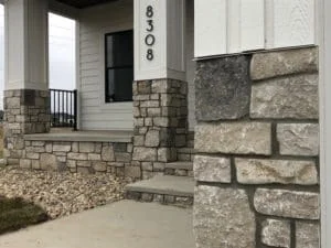 Lexington Natural Thin Stone Veneer Front Entrance Wainscoting
