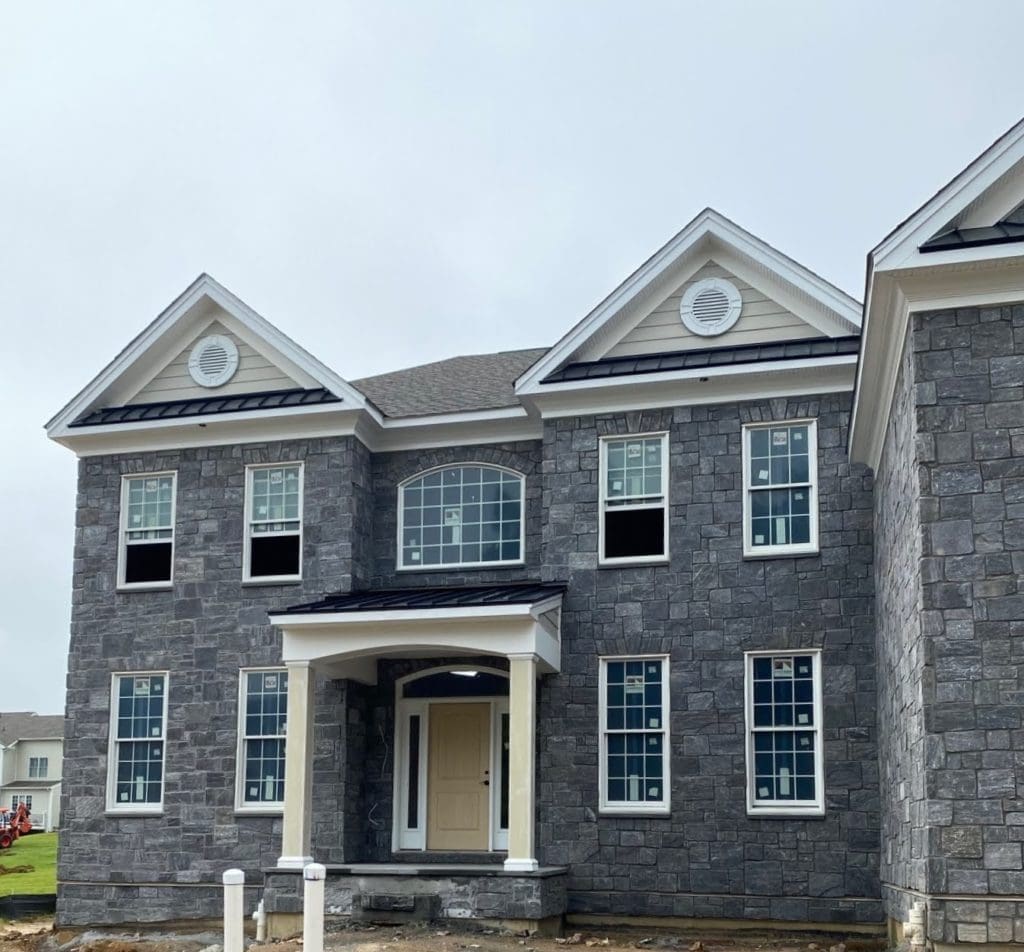 Gallatin Natural Granite Thin Stone Veneer Exterior Installation