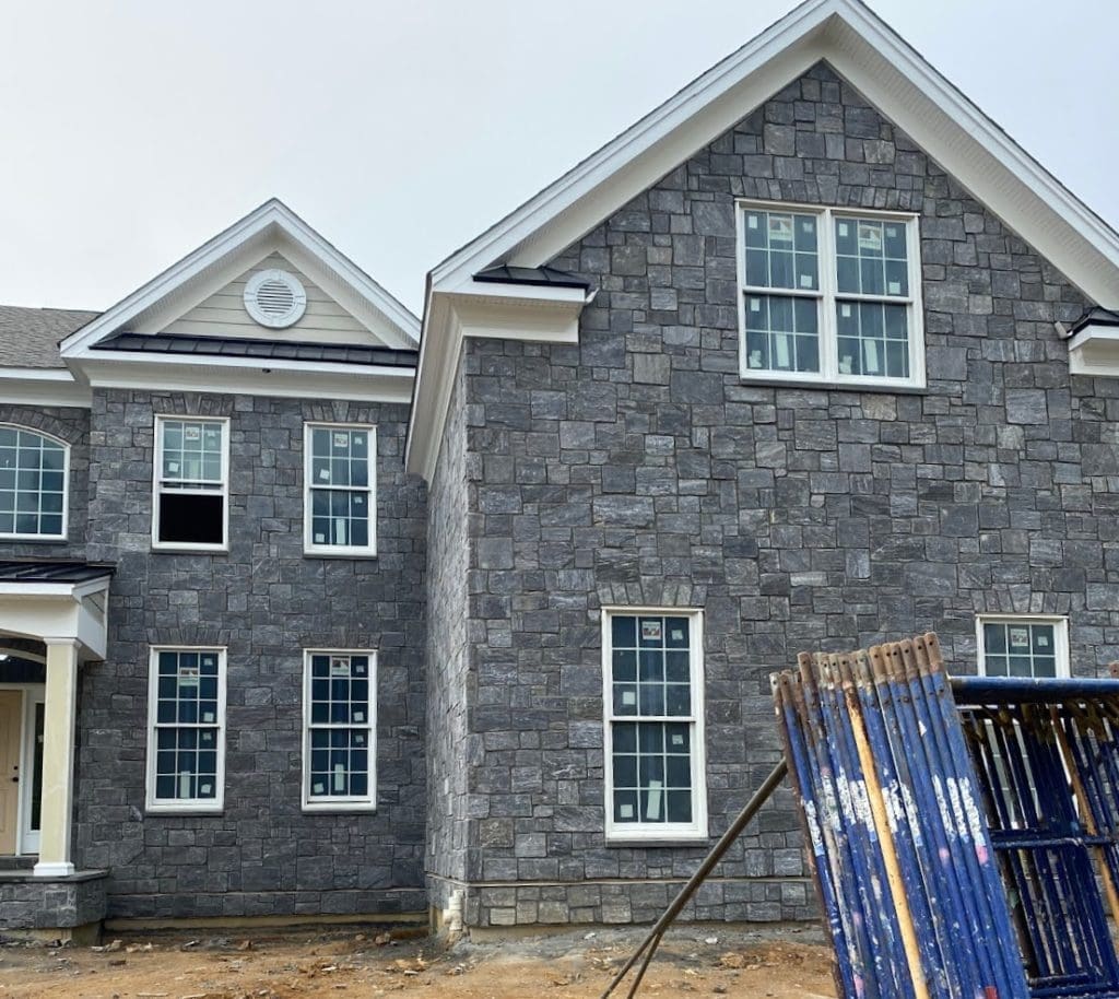 Gallatin Natural Granite Thin Stone Veneer Exterior Installation