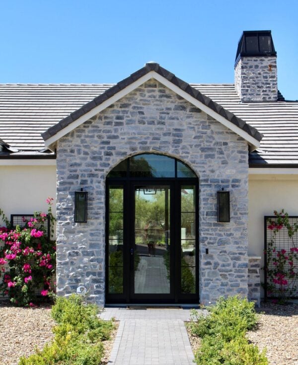 Durham Real Stone Veneer Custom with White Mortar