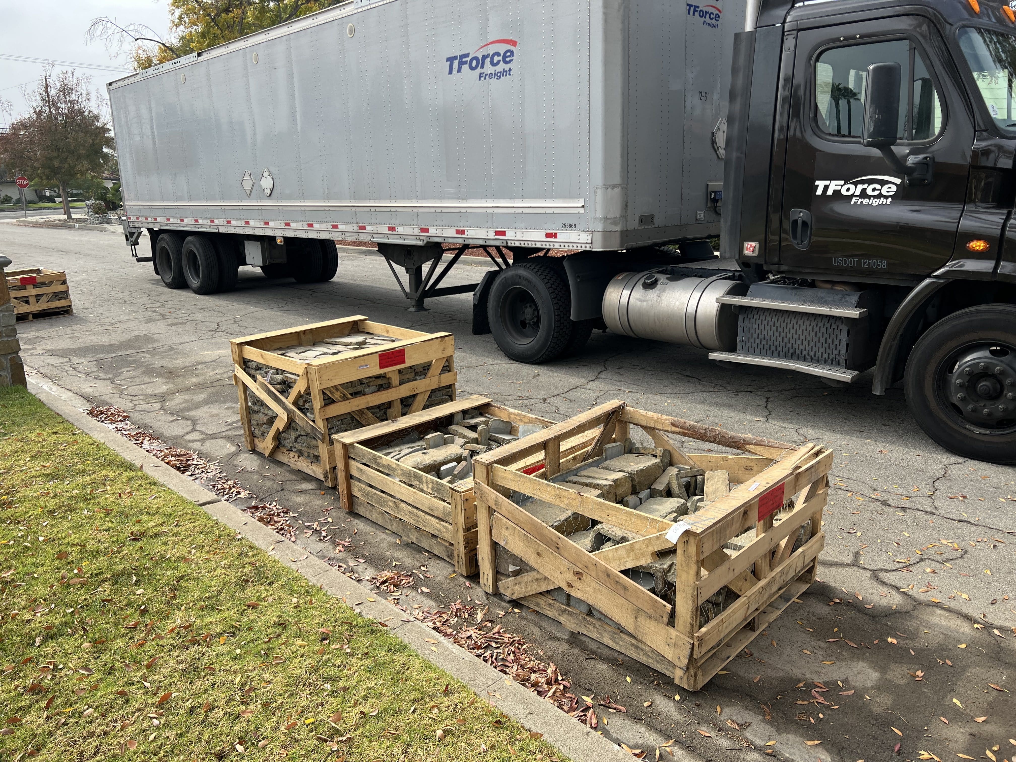 Free Delivery of Real Stone Veneer Pallets by Semi-Truck