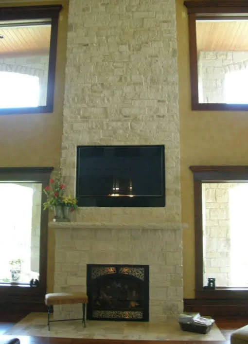 Athens Natural Stone Veneer Interior Fireplace