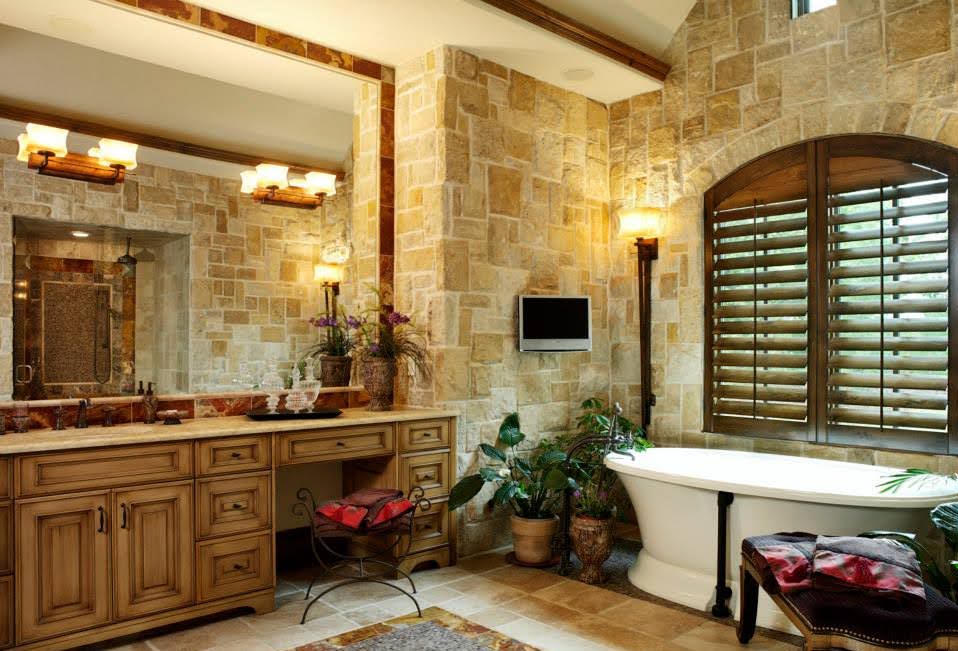 Belvedere Natural Thin Limestone Veneer Bathroom