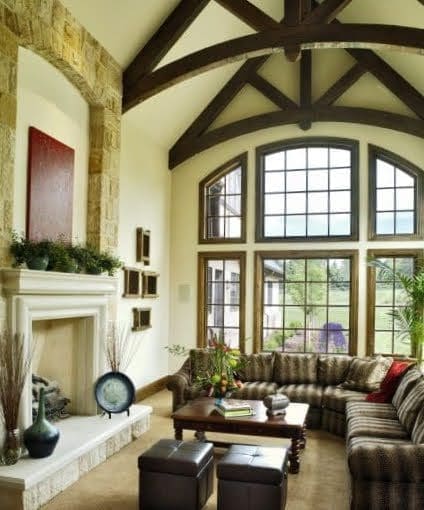 Belvedere Real Thin Limestone Veneer Interior Fireplace