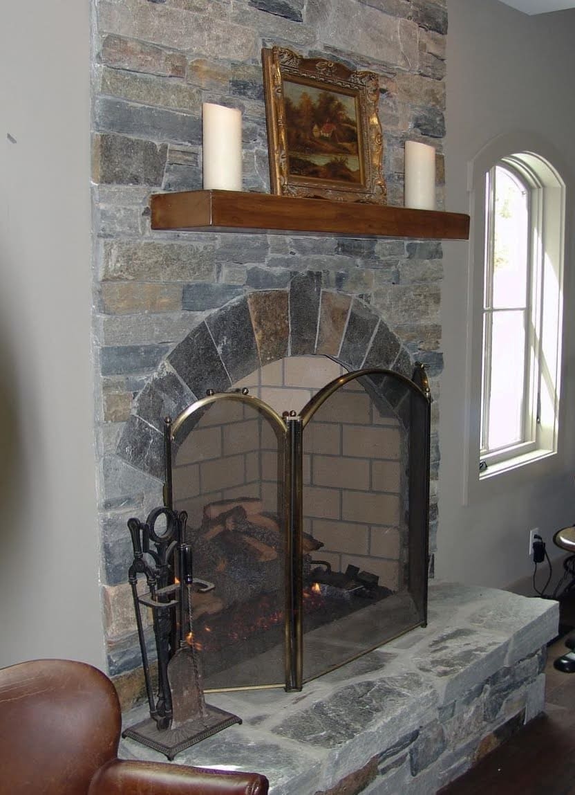 Brighton and Shadow Vista Blend Real Thin Stone Veneer Interior Fireplace
