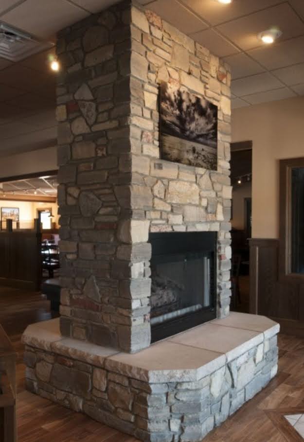 Brookhaven Natural Thin Stone Veneer Double Sided Fireplace