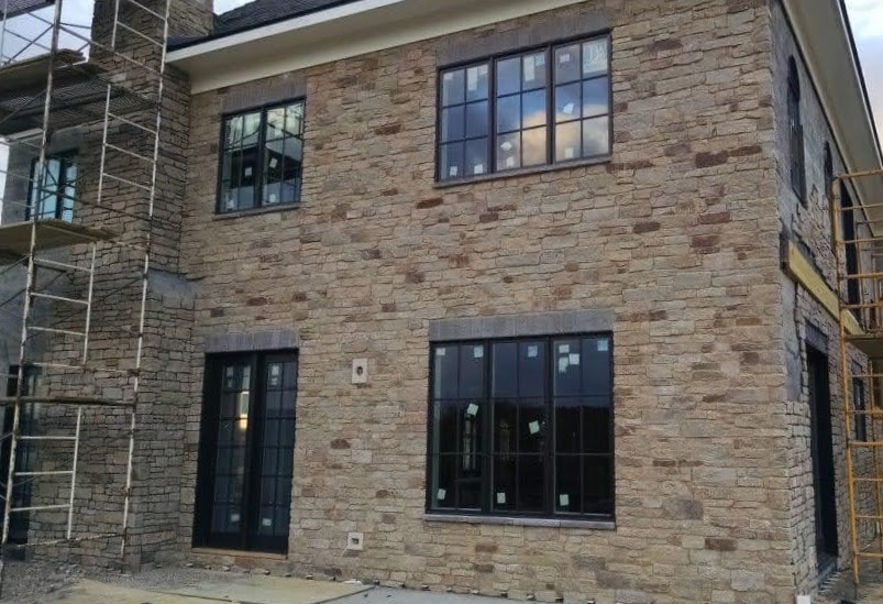 Calgary Real Stone Veneer Exterior Installation in Progress Natural Thin Stone Veneer Quarry