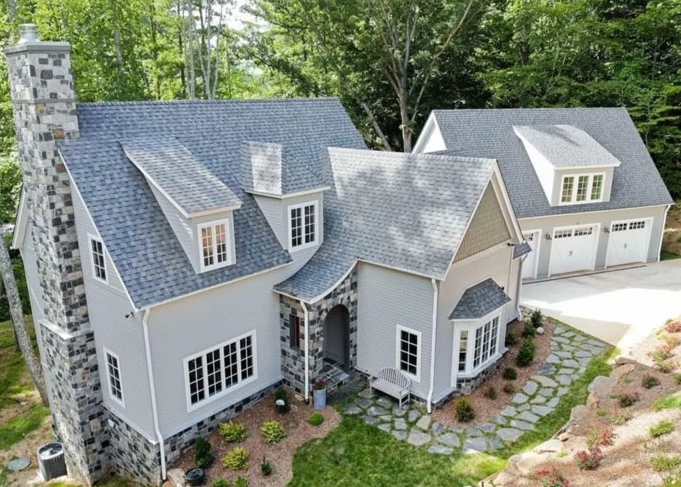 Carlisle Real Thin Stone Veneer Chimney Wainscoting and Entrance