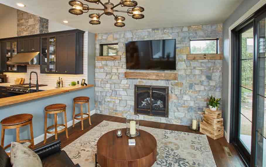 Chamberlain Real Thin Stone Veneer Living Room