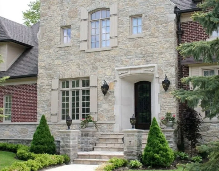 Chateau Natural Thin Stone Veneer Front Entrance