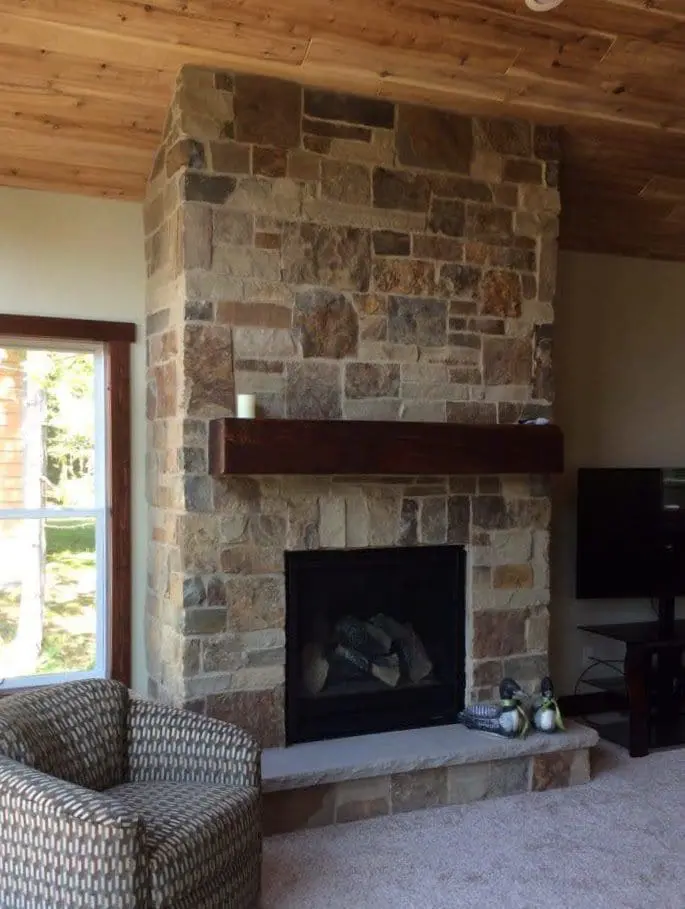 Cortez Natural Thin Stone Veneer Fireplace