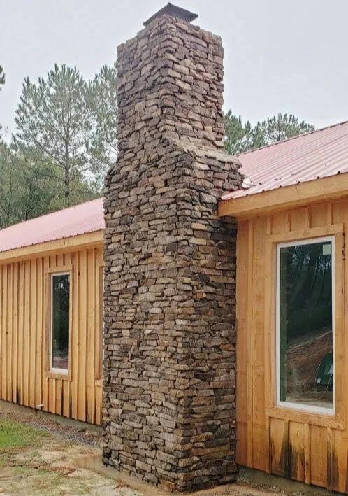 Feldberg Natural Thin Stone Veneer Chimney