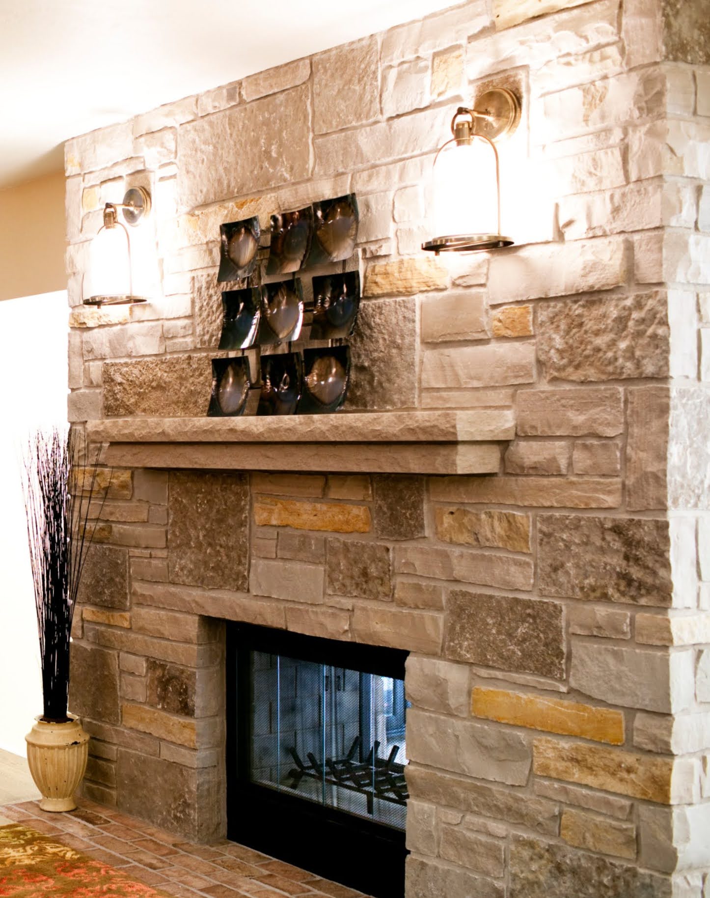 Florence Real Thin Stone Veneer Interior Fireplace