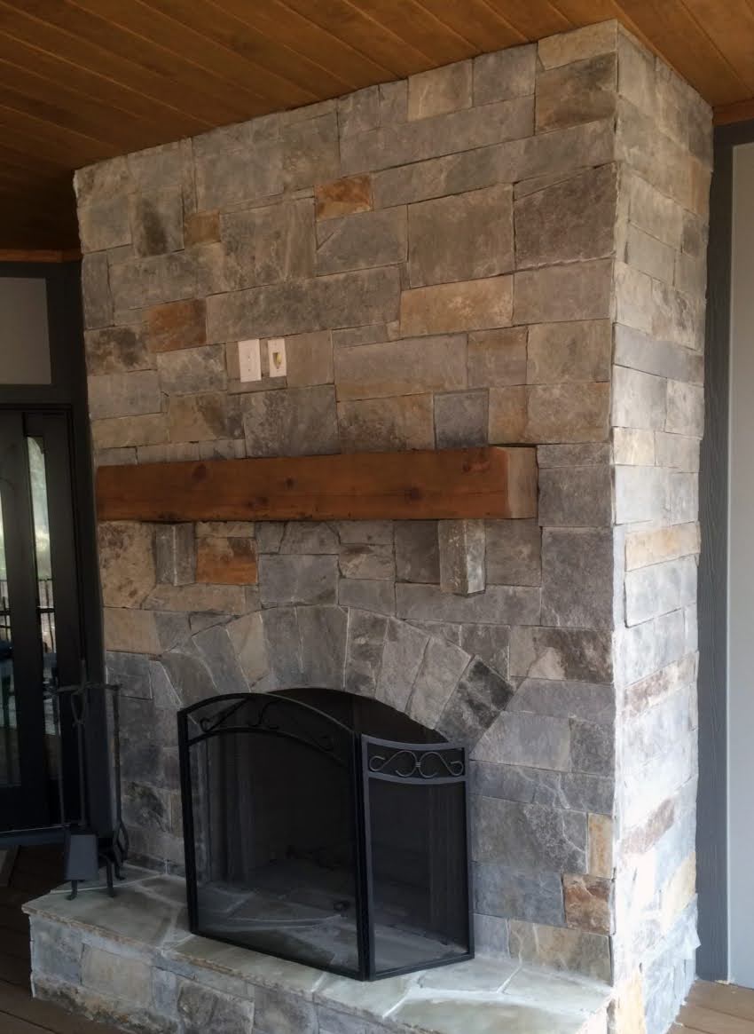 Hampton and Queen Creek Real Stone Veneer Interior Fireplace | Quarry Mill