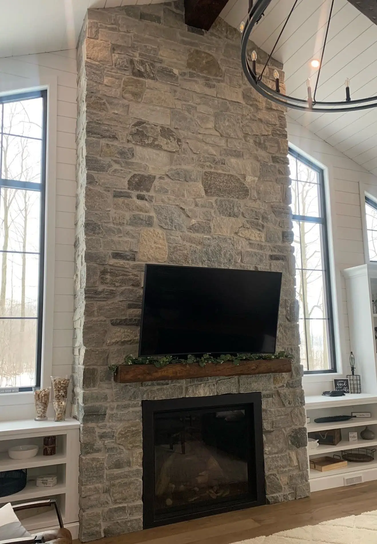 Custom Logan Real Thin Stone Veneer Fireplace
