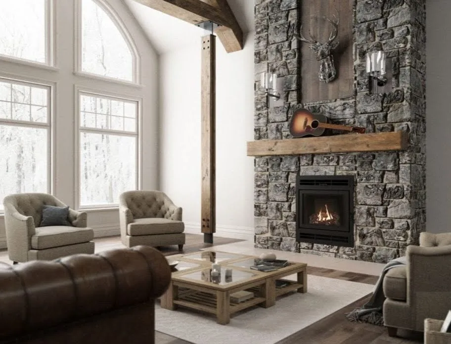 Custom Moonlight Natural Thin Stone Veneer Fireplace