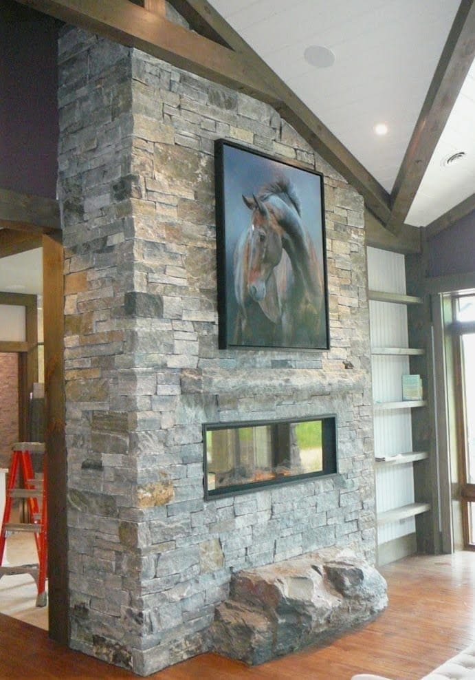Logan Real Thin Stone Veneer Double Sided Fireplace