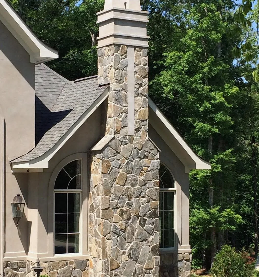 Lowell Natural Thin Stone Veneer Chimney