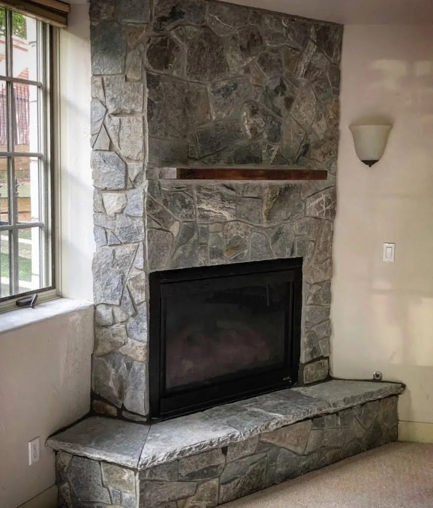 Lowell Real Thin Stone Veneer Corner Fireplace