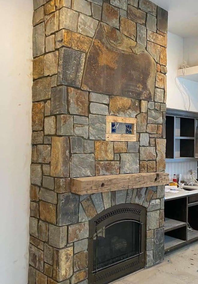 McGregor Natural Stone Veneer Interior Fireplace