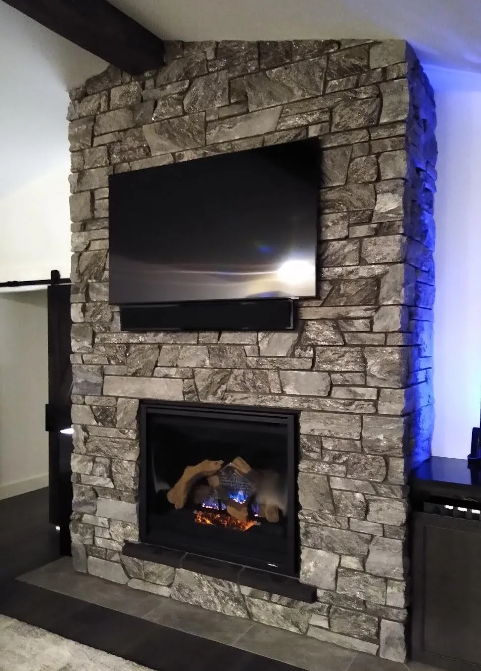 Moonlight Real Thin Stone Veneer Interior Fireplace Surround