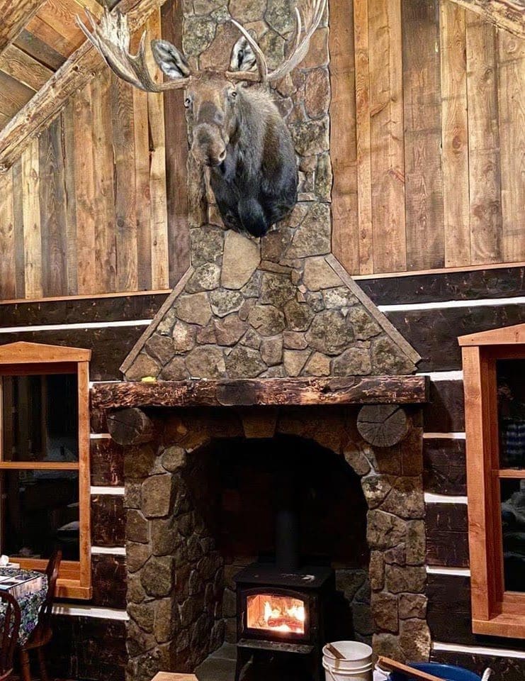 Moss Rock Real Stone Veneer Fireplace