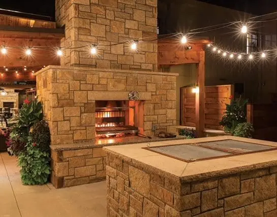 Newcastle Dimensional Natural Thin Stone Veneer Outdoor Living Fireplace