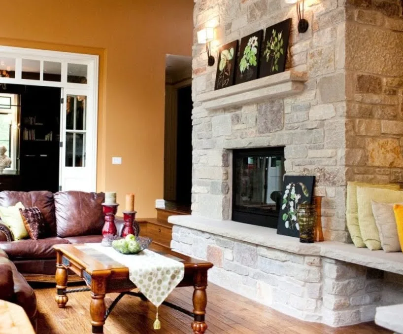Sheridan Natural Thin Stone Veneer Fireplace