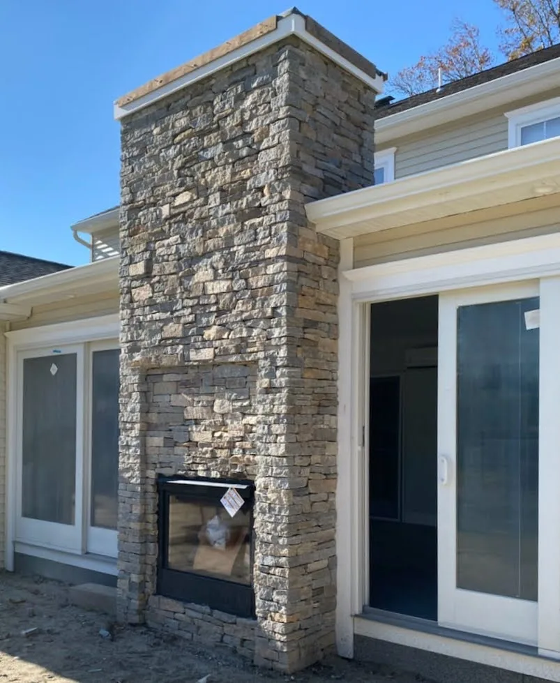 Silverton Real Thin Stone Veneer Exterior Fireplace