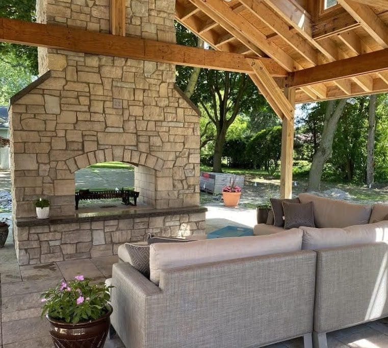 Stonegate Real Thin Stone Veneer Outdoor Fireplace