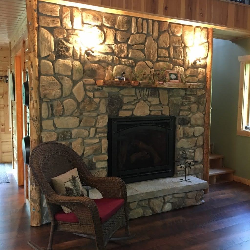 Sunset Point Natural Stone Veneer Rustic Interior Fireplace
