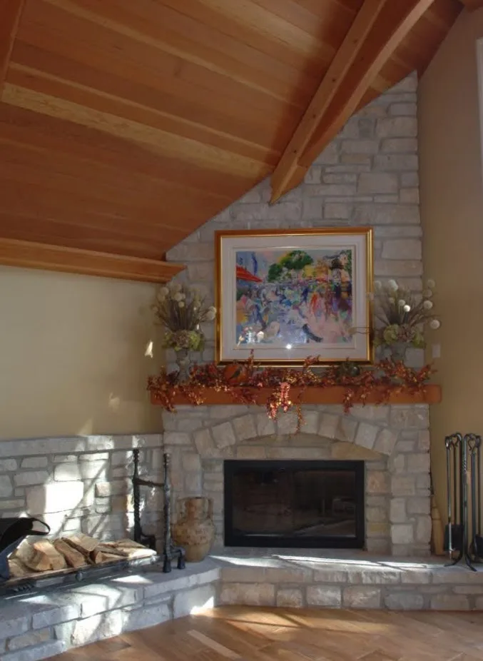 Valencia Natural Stone Veneer Custom Tumbled Interior Fireplace