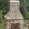 Sunset Point Real Thin Stone Veneer Outdoor Fireplace Install