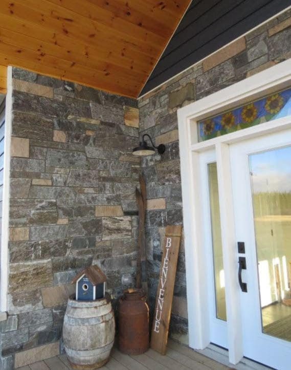 Pembroke Natural Granite Thin Veneer with Custom Tans Front Entrance