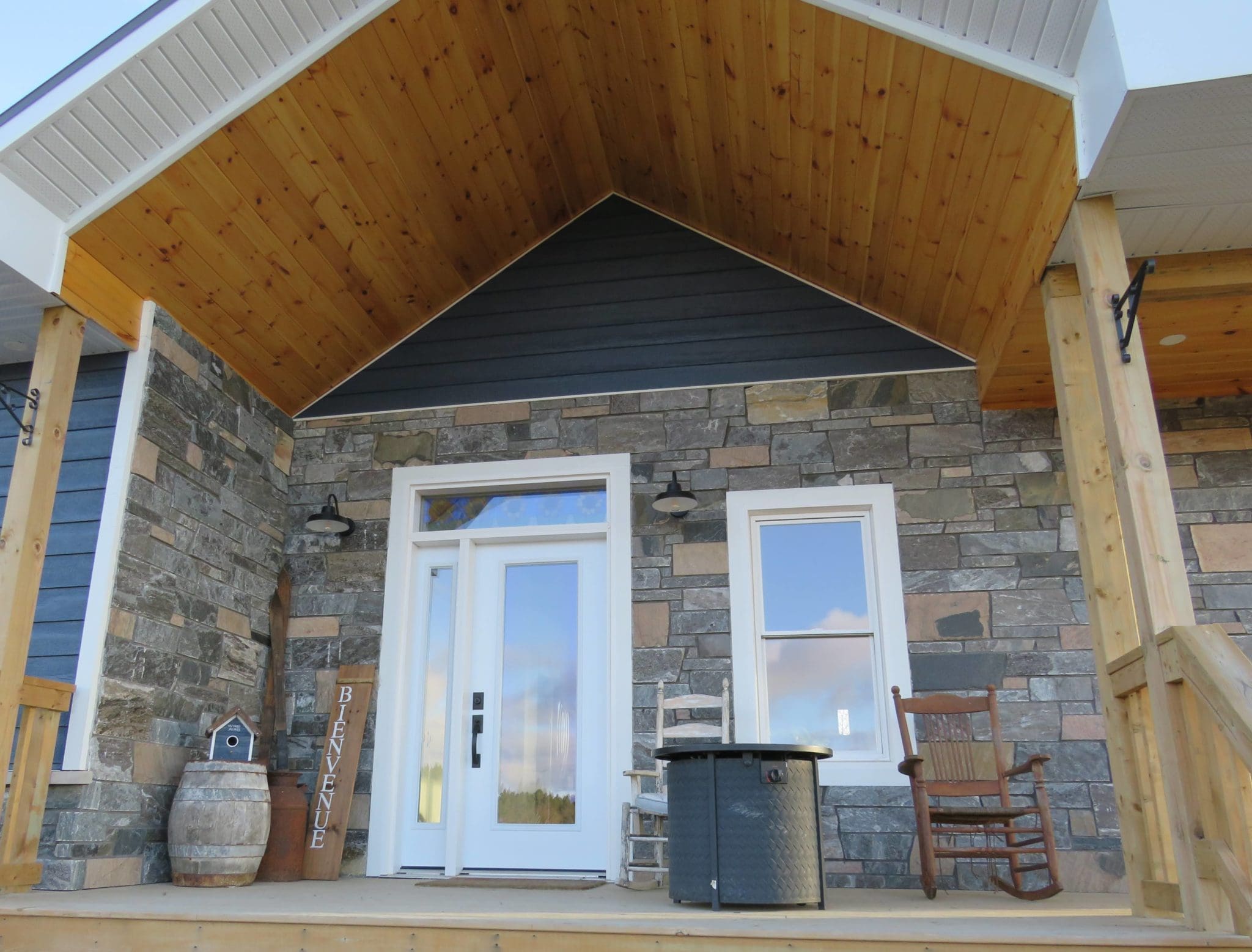 Pembroke Real Stone Veneer with Custom Tans Front Entrance