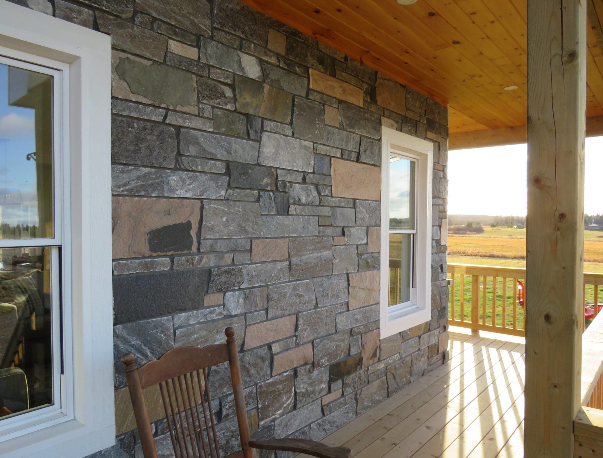 Pembroke Real Thin Stone Veneer with Custom Tans Wrap Around Porch