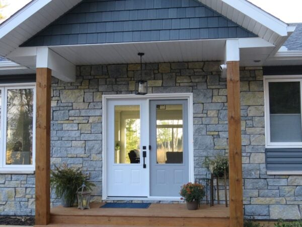 Baltic Hills Real Thin Stone Veneer Custom Dimensional Cut Front Entrance