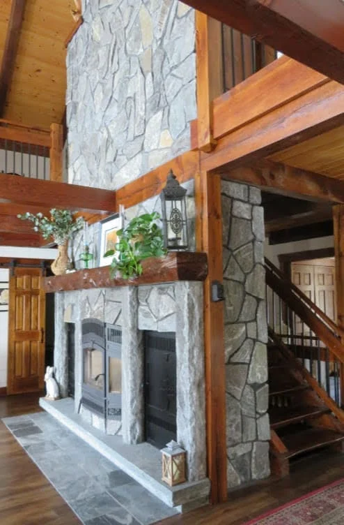 Concord Natural Thin Stone Veneer Rustic Interior Fireplace