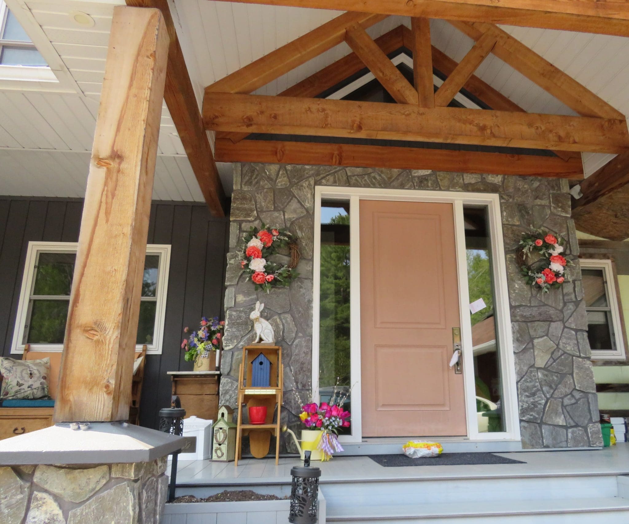 Concord Real Granite Thin Stone Veneer Front Entrance