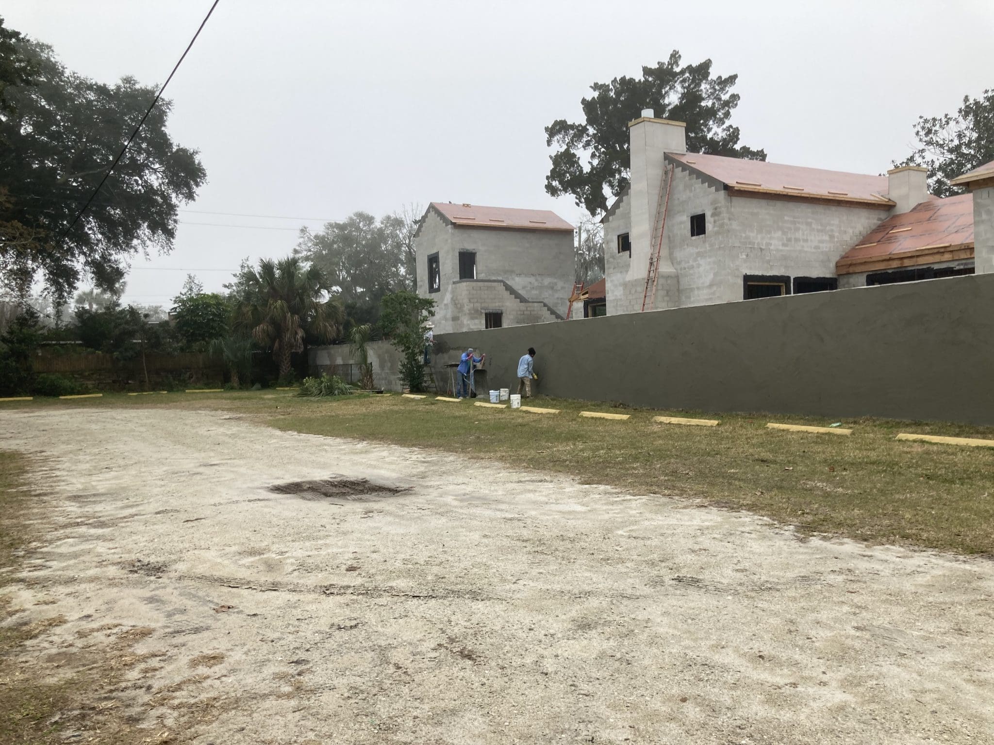 A home being prepped for natural stone veneer installation.