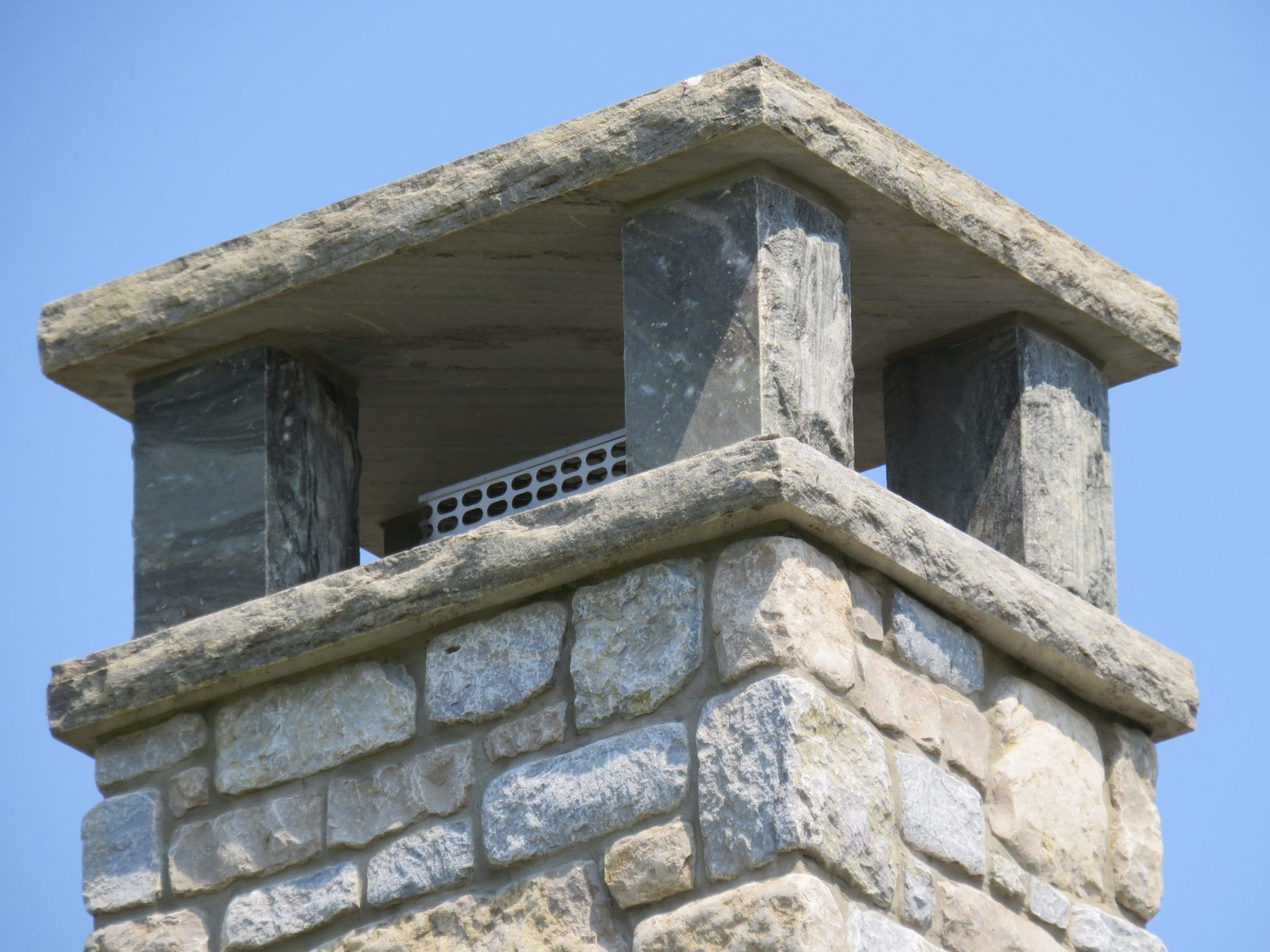 Chateau and Nottingham Natural Stone Veneer Chimney Close Up