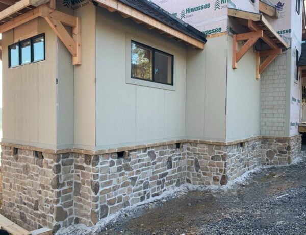 Custom Tahoe and Asheville Natural Stone Veneer Blend Exterior Installation