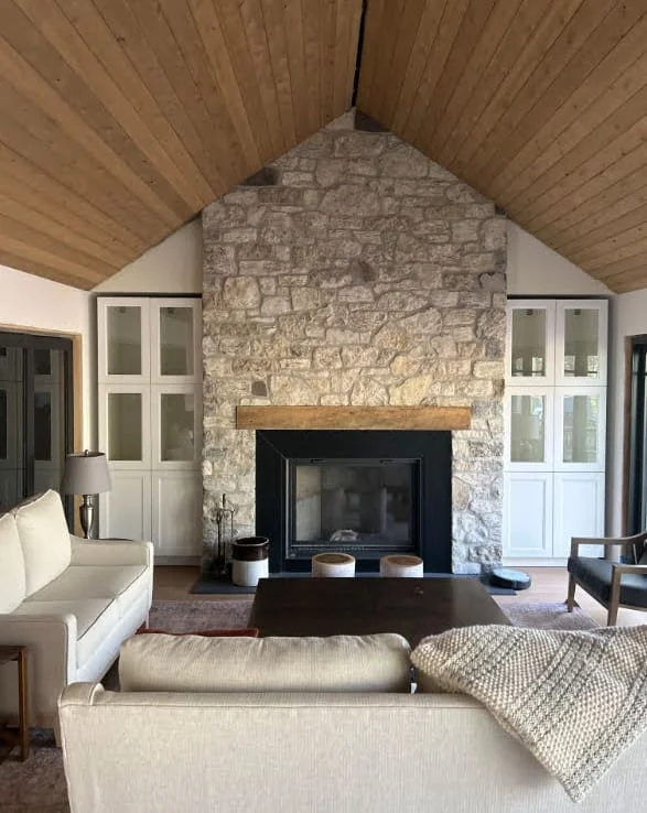 Door County Fieldstone Real Stone Veneer Custom Blend Fireplace