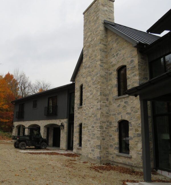 Nottingham Custom Natural Stone Veneer Exterior Flush Joint with Tan Mortar