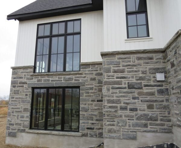 Pembroke Natural Stone Veneer Installation with Light Mortar Flush Joint