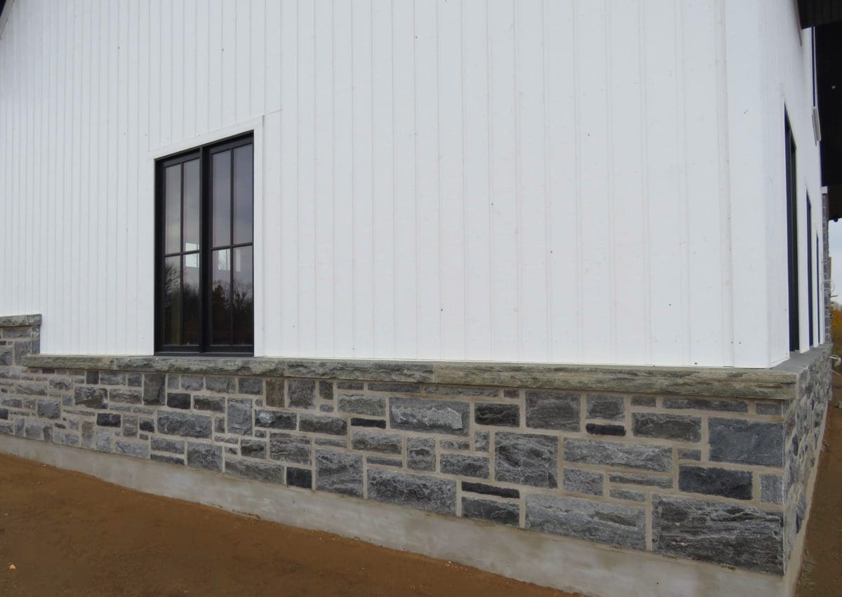 Pembroke Granite Thin Veneer Exterior With Light Mortar Flush Joint Quarry Mill 3370