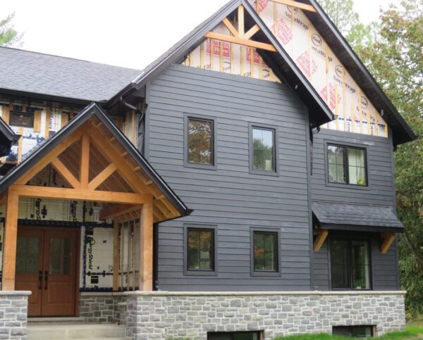 Vineyard Real Stone Veneer Front Entrance with Light Mortar