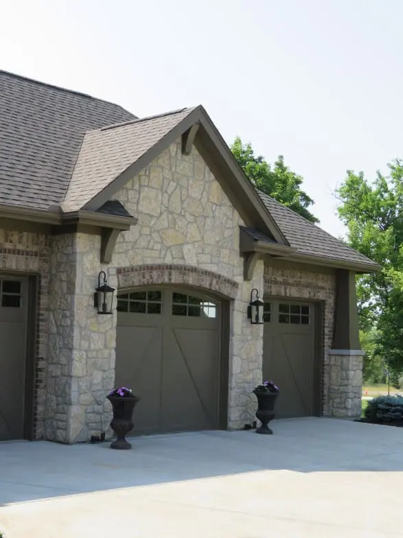 Chateau Natural Limestone Thin Veneer Garage Exterior